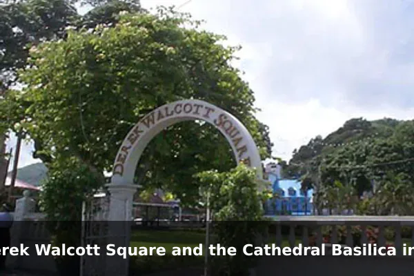Derek Walcott Square and the Cathedral Basilica in Castries